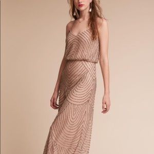 Beaded Adrianna Papell BHLDN gown – blush